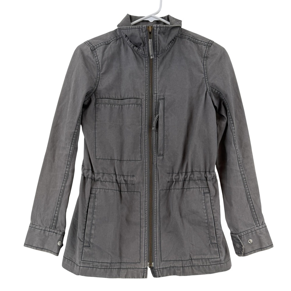 Madewell Jacket Womens XS Gray Cotton Twill Military Utility Zip Pockets Field